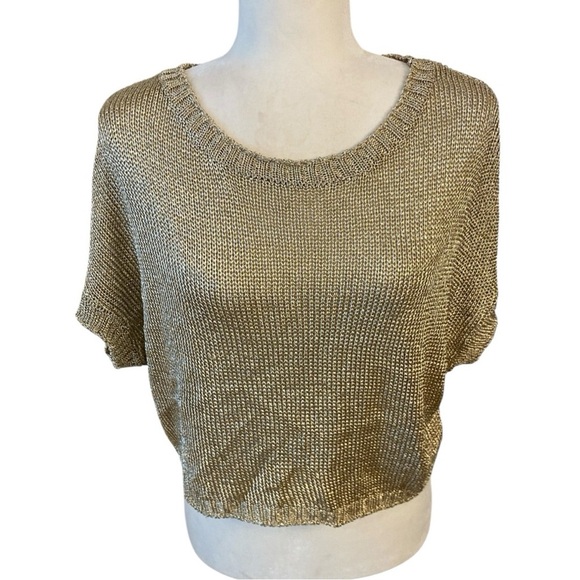 Bishop + Young Fold Metallic Cropped Shirt - Picture 1 of 8